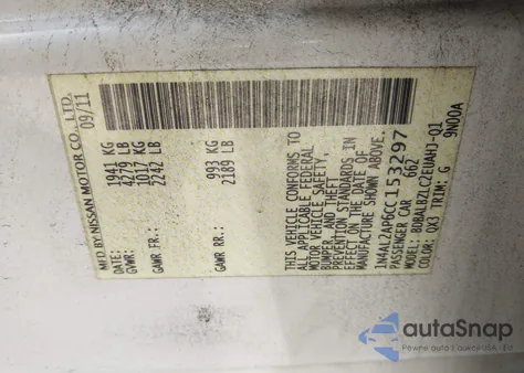 2012 Nissan Altima 2.5 S z USA, uszkodzony, nr VIN 1N4AL2AP6CC153297